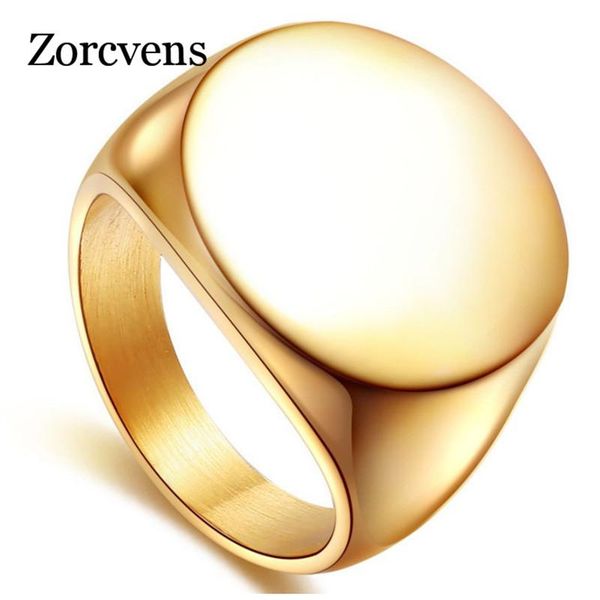 

cluster rings zorcvens 2021 high polished signet solid stainless steel fashion man's ring 316l biker unique for men, Golden;silver