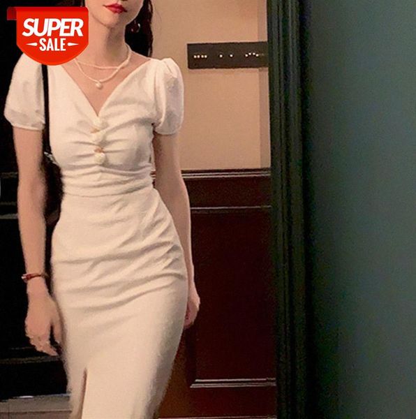 

french retro elegant white rose skirt slimming long dress gentle wind #pg4s, Black;gray