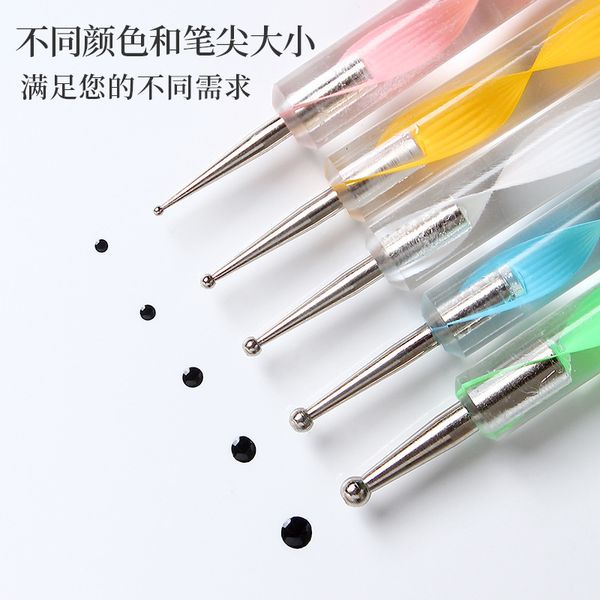 

water drill inlay needle set tool round dot painting sticking wave point nail enhancement colorful flower pen double