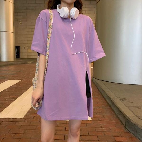 

women's t-shirt split fork summer women short sleeve t shirts korean fashion loose oversized 2xl harajuku girl clothing 2021 white