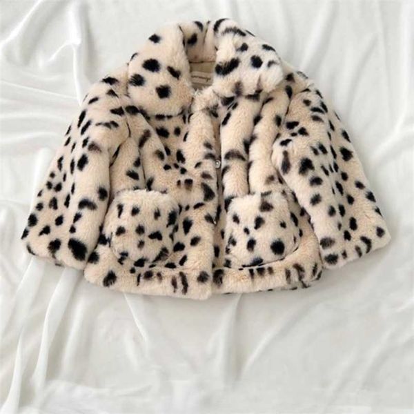 Fluffy Leopard Faux Fur Coat Ragazza Autunno Baby Abbigliamento invernale Giacca per bambini Giacche Capispalla Abbigliamento per bambini 211011