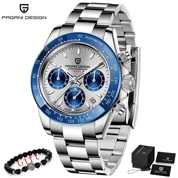 

wristwatches pagani design 2021 mens watches quartz watch men waterproof business chronograph relogio masculino, Slivery;brown