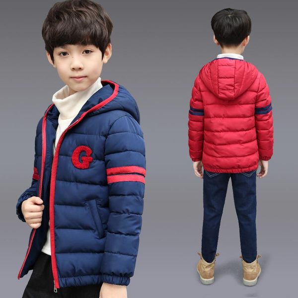 

coat winter children clothing baby boys fashion letter cotton jacket kids thickened hooded zipper outwear&coats, Blue;gray