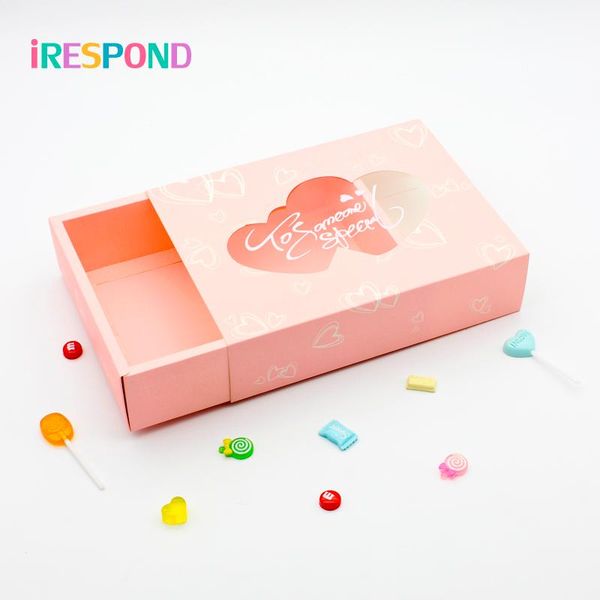 

gift wrap 6pcs pink drawer box packaging kids clothes cake food carton paper heart window wedding birthday home party