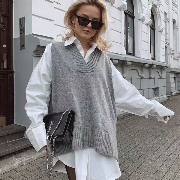 

women's t-shirt female blouses femme hiver y2k korean style zevity year jerseys all loose sweater vest games hv43, White