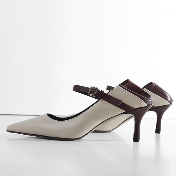 

dress shoes mljuese 2021 women pumps cow leather autumn spring thin heel black color mary janes pointed toe high heels lady party1