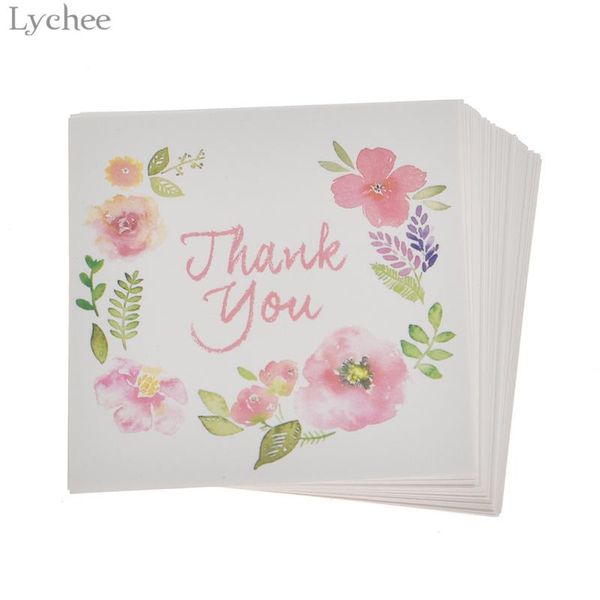 

50pcs thank you and flowers card invitations leave message cards greeting for wedding year decoration