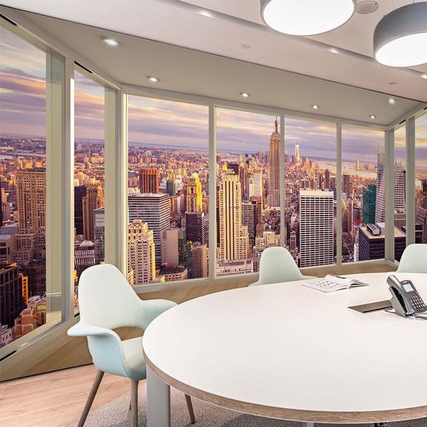 

wallpapers 3d visual space extension wallpaper office webcast background wall western restaurant decoration window landscape