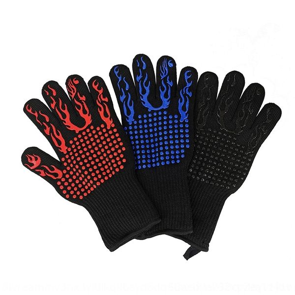 

14ep high temperature 800 bbq silicone heat mittens insulation and microwave oven silicone gloves anti scald industrial gloves for microwav, Blue;gray