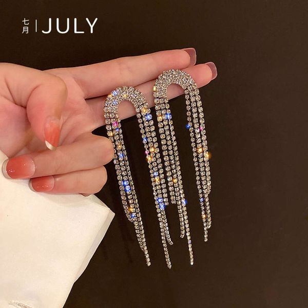 

full diamond long tassel 2021 new fashion personality exaggeration net red earrings, Black