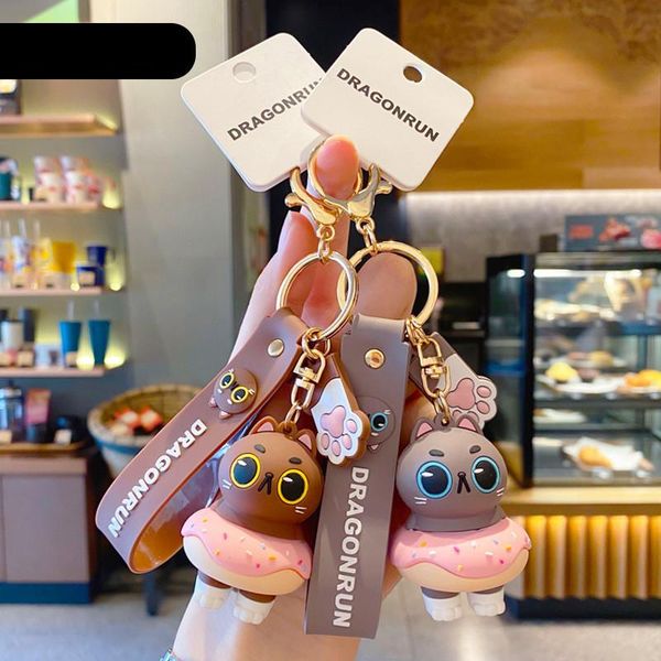 

keychains lovely doughnut cat keyring cute fun personality bags pangings lovers keychain accessories creative gifts wholesale, Silver