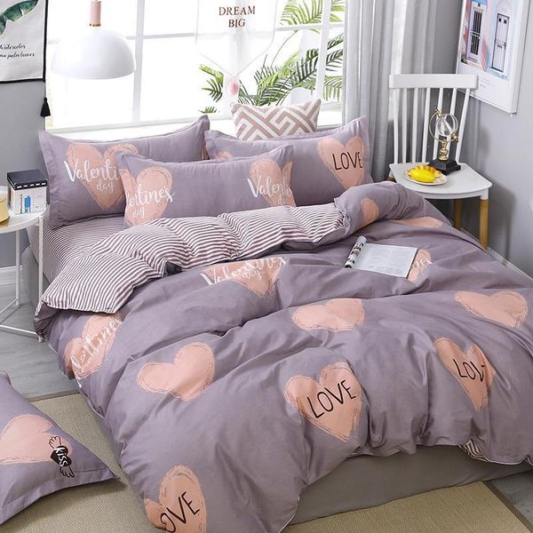 

bedding sets 55 3/4pcs "love" heart printing textile set include duvet cover&sheets&pillowcases comfortable home bed