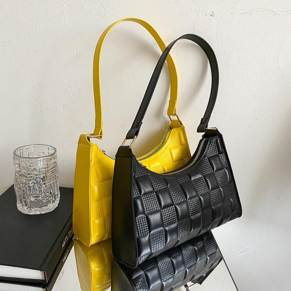 

cross body 2021 trend women handbags pu leather checker pattern shopper purse ladies solid color shoulder underarm hobos bag