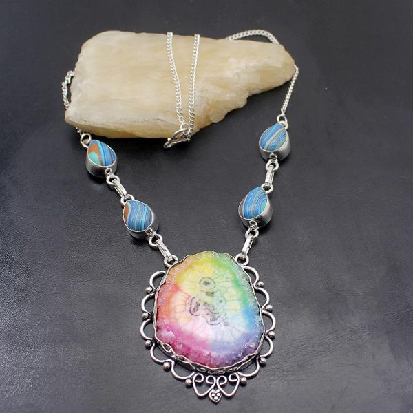 

special design vintage solar quartz jasper 925 sterling silver chain pendant necklace 17 inch tf810 chains