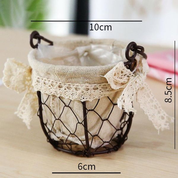 

1/2pcs portable wrought iron storage basket with cloth liner handheld waterproof andf889 baskets