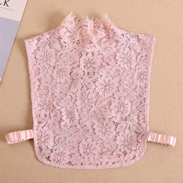 

bow ties fashion lace hollow stand fake collars for women short-sleeved blouse shirt detachable collar false ladies crop, Black;gray