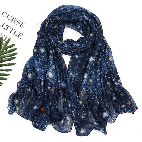 

beautiful starry sky print scarves and shawls long soft star scarf wrap hijab 7 color, Blue;gray