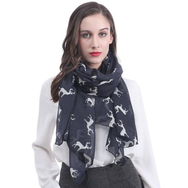 

scarves deer print scarf shawl wrap soft lightweight large size, Blue;gray
