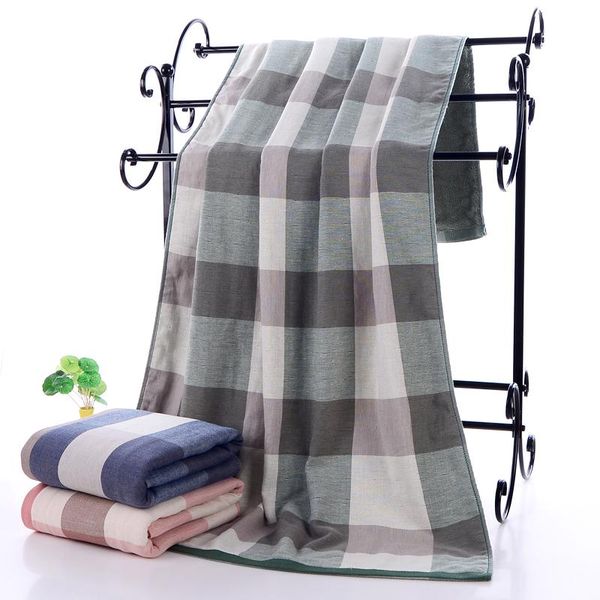 

towel 1pc bath cotton large 70*140cm breathable soft water absorbent for adults lattice/stripe ab side pool