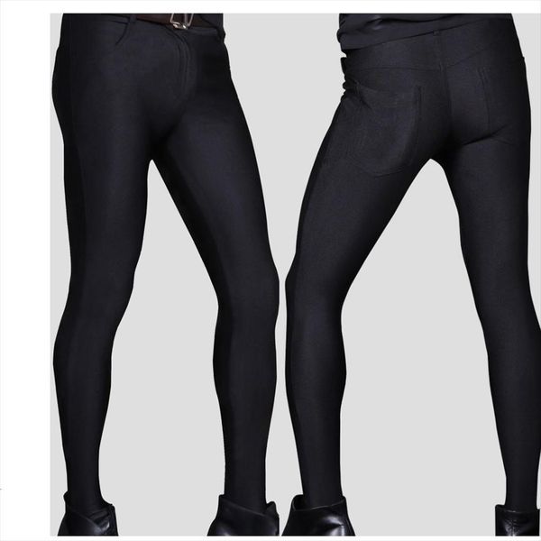 

plus size prince high women pants elastic casual pantyhose fashion slims pencil nightclub stage skinny performance jogger trouser, Black