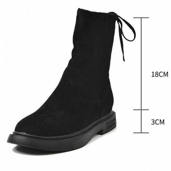 

boots 2021 women's shoes suede short winter fashion thigh high, Black