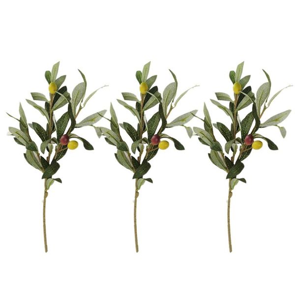 

decorative flowers & wreaths 3pcs artificial olive tree branches green leaf plants fruits fake home craft ornament wedding party decoration