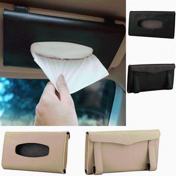 

universal car sun visor tissue box holder pu leather cover case for paper auto organizer accessories boxes & napkins
