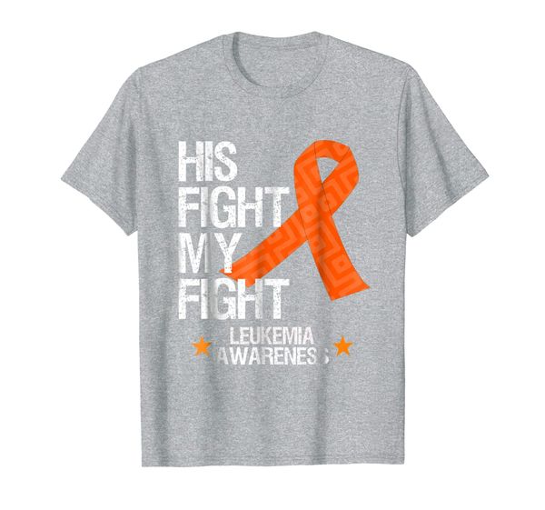 

leukemia awareness t shirt his fight orange ribbon gift, White;black