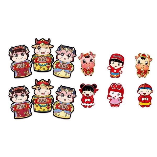 

decorative objects & figurines 6 pieces / set chinese year red money envelopes of the ox cartoon cash bag