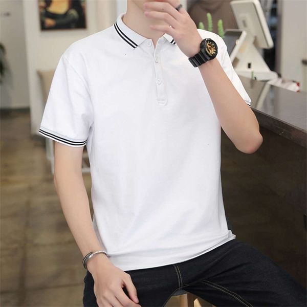 

men's t-shirts korean short sleeve t-shirt summer trend collar polo shirt versatile slim fit clothes kij0, White;black