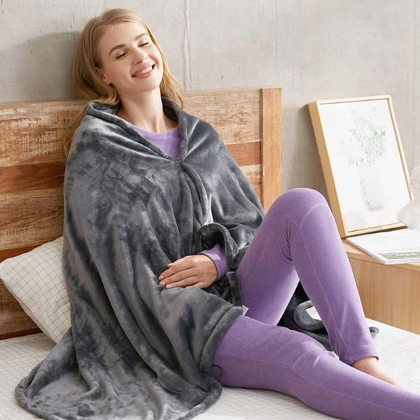 

blankets heating blanket electric plush cloak coral fleece three-speed temperature control warm supplies