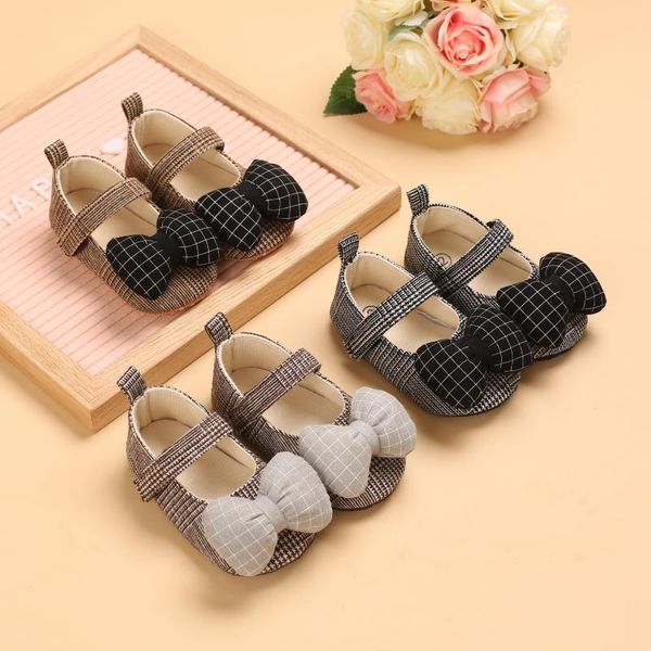 

athletic & outdoor 2021 0-18 month old baby cute big bow stripe soft comfortable casual shoes walking, Black