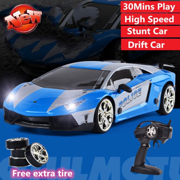 

new high speed 30mins play remote control rc stunt car drift car with cool light extra tire remot control rc racing car toy