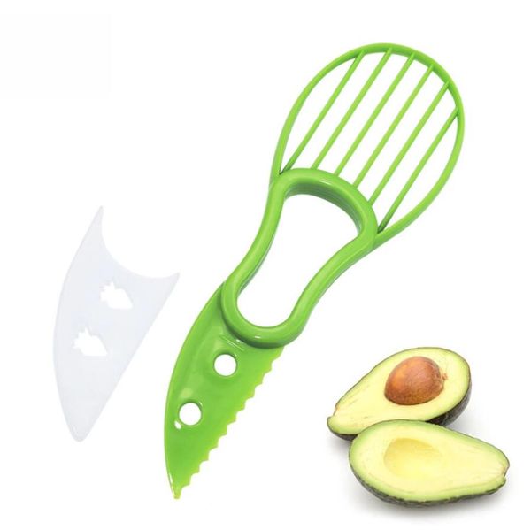 3 in 1 affettatrice di avocado burro di karité sbucciatore di frutta taglierina separatore di polpa coltello di plastica taglierina di avocado utensili da cucina per verdure