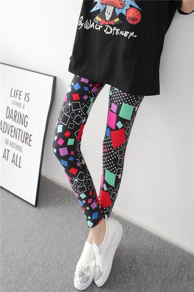 

women's leggings causal 2021 womens summer fashion floral print pants disco legging leggins feminino ropa mujer jeggings, Black