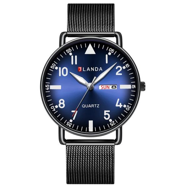 

wristwatches jlanda fashion calendar luminous waterproof stainless steel watch men's quartz mesh strap sport casual relogio masculino, Slivery;brown