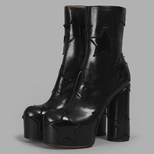 

boots ribetrini cow leather female zipper platform shoes fashion high heels brand ankle women casual autumn, Black