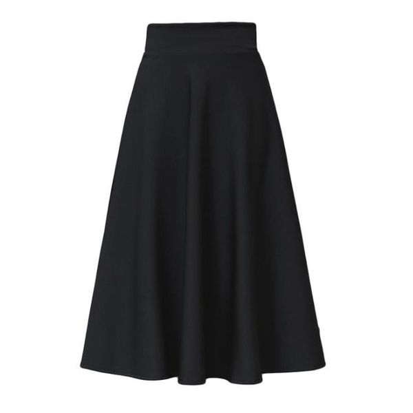 

skirts office ladies black midi skirt women high waist a line elegant tutu work wear long pleated skater female saias