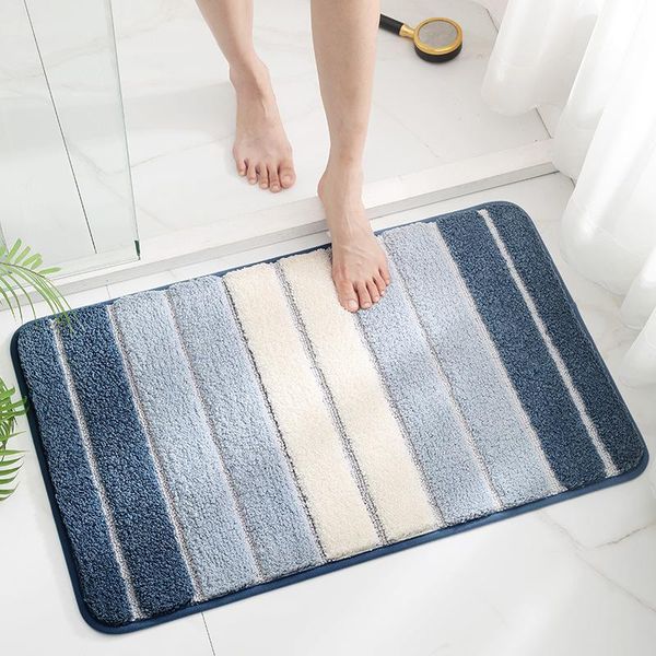 

bath mats modern striped door mat super soft flocking floor anti-slip water absorption bathroom doormat bedroom rug