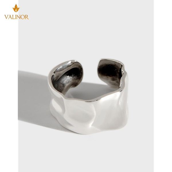 

cluster rings simple fold irregular concave ring women 925 sterling silver, Golden;silver