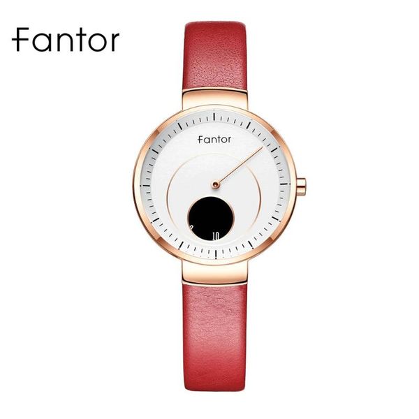 

wristwatches fantor brand women luxury unique dial montre femme small wrist elegant ladies red leather woman quartz watch, Slivery;brown