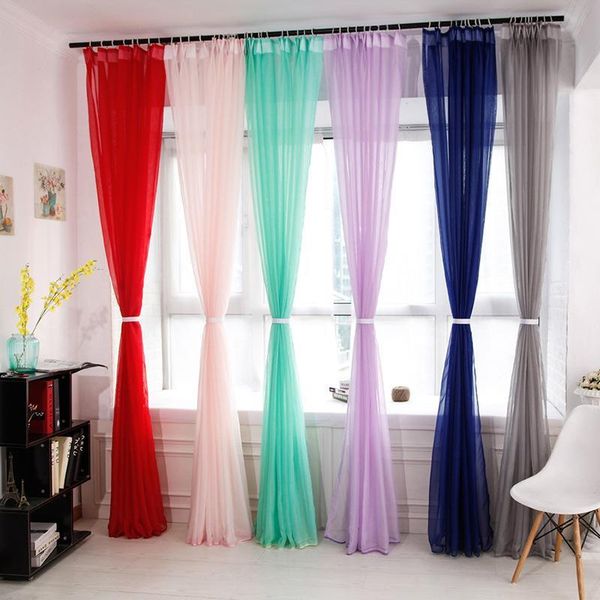 

1pcs screen curtains finished color encryption simple modern light-transmitting living room bedroom balcony f8289 curtain & drapes