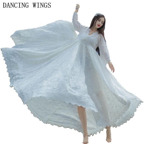 

casual dresses women ladies white embroidered lace big swing dress flare sleeve v neck maxi long party, Black;gray