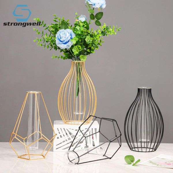 

vases strongwell nordic iron art geometric model glass test tube vase plant hydroponic flower simplicity ornament home decoration