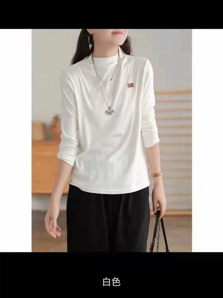 

2021 autumn and winter new women's bottomed shirt long sleeve high neck cotton hemp casual fashion sweater thin, Blue;black