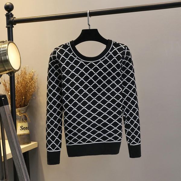 

women's sweaters knitting render unlined upper garment sweater by black diamond lattice of cultivate morality side wear a coat, White;black
