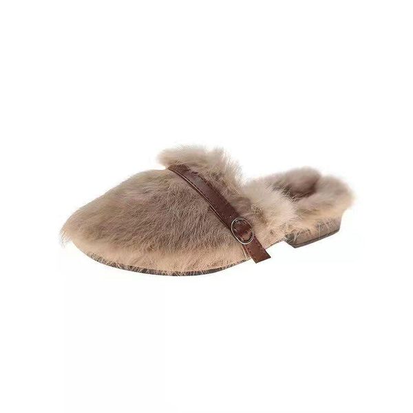 

sandals women wearing 2022 fashion shoes all-match muller hair lady 260, Black