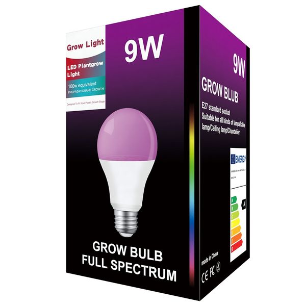 

dragon fruit e27 9w full spectrum grow light bulb for flower vegetables plant tent with color box