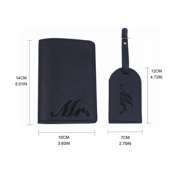 

card holders f42a 4pcs mr and mrs bridal luggage tags passport covers embroidery for wedding coupl, Brown;gray