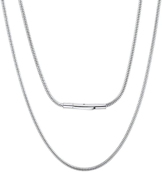 

chains chainspro women/men 2mm sturdy round snake chain, necklace for charms, stainless steel/gold plated/black(send gift box) cp469, Silver